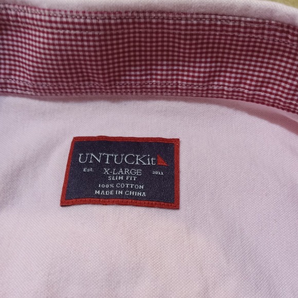 Untuckit Men's Long Sleeve Button Down Shirt Size XL Slim Fit Pink - Picture 3 of 6